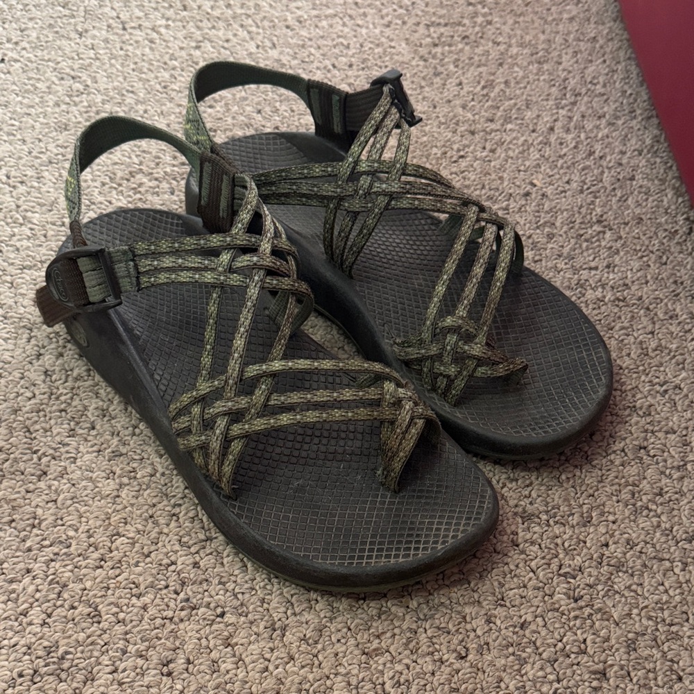 Green strappy Chaco sandals